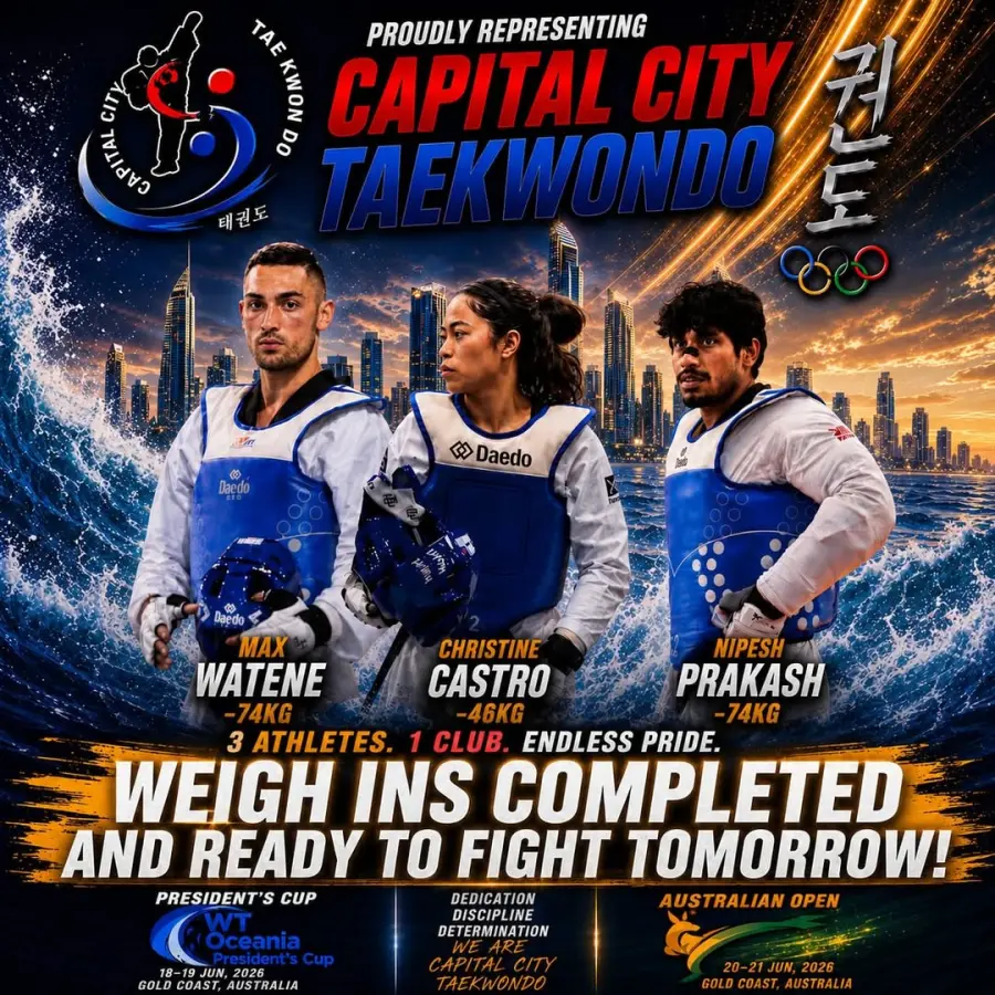 Capital City Taekwondo athletes — weigh-ins completed